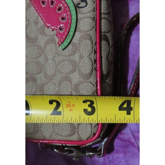 Coach vintage watermelon khaki Jacquard canvas & leather wristlet & wallet - Picture 14 of 14